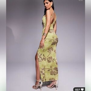 ASOS design green wrap neck detail maxi dress with slit